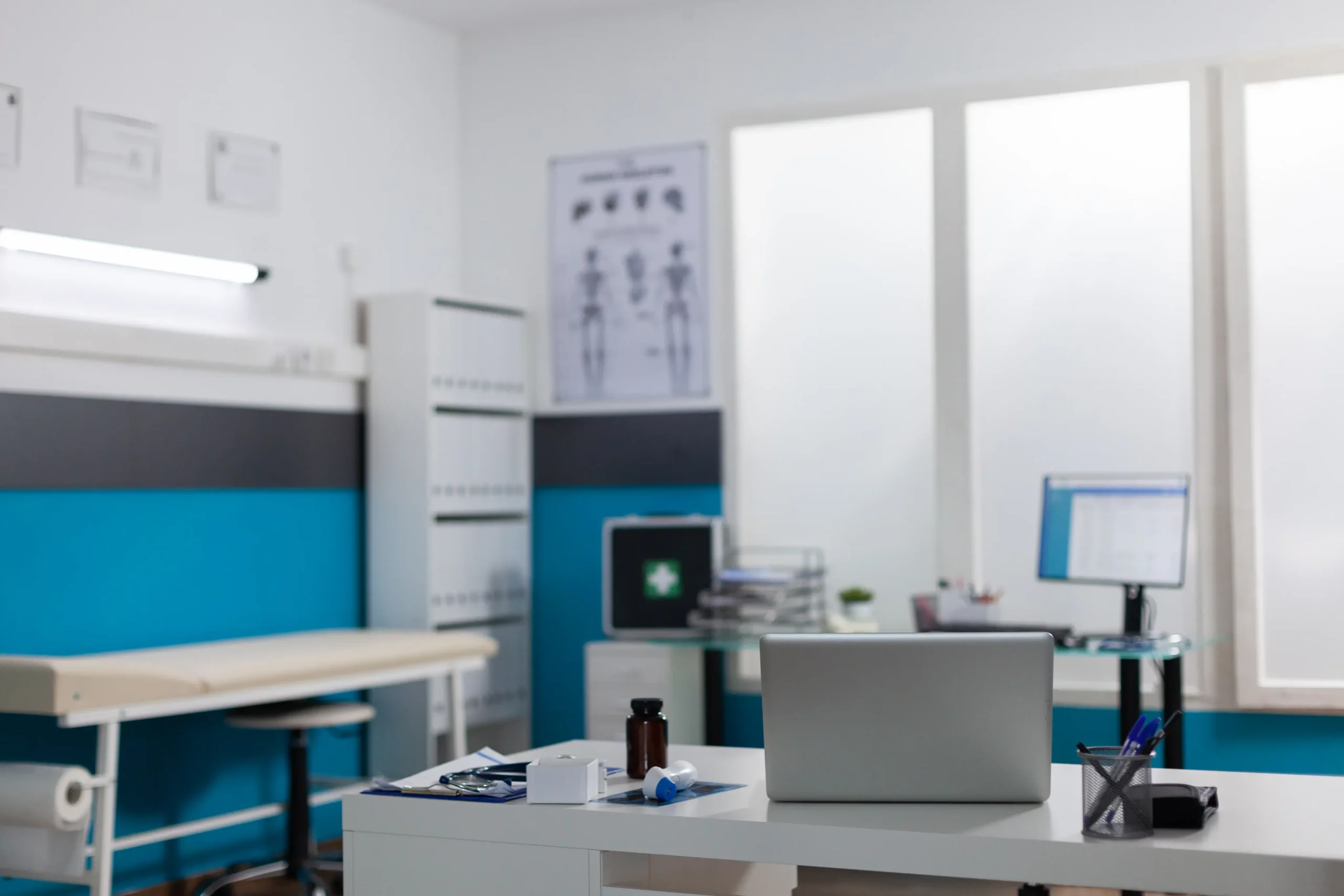 Medical office with equipment instruments